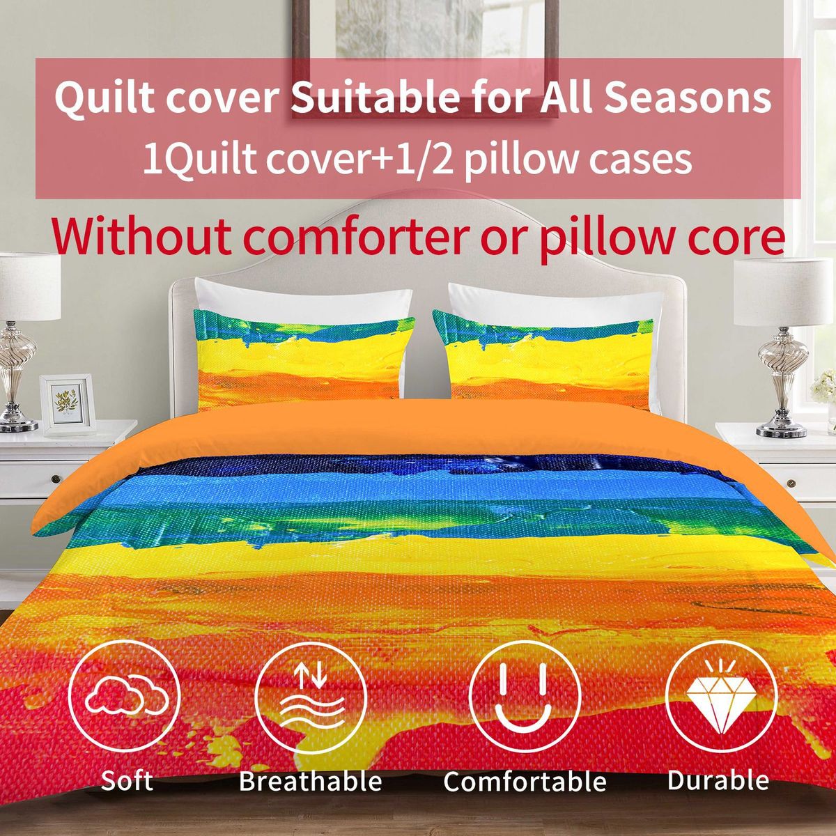 外贸油画磨毛线条3d数码印花四季通用单人双人被套三件套批发