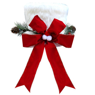 2024圣诞装饰树顶星带灯发光树顶帽礼帽树气氛布置圣诞节顶灯