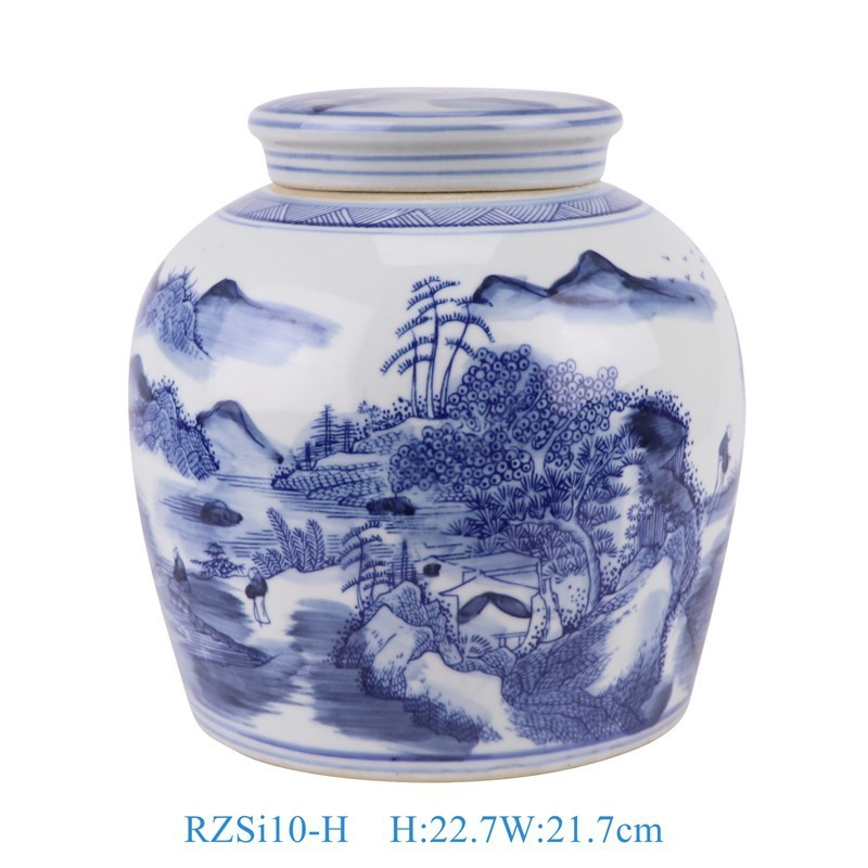 景德镇茶叶罐青花瓷中式密封防潮储物罐器皿储物罐古玩罐子批发