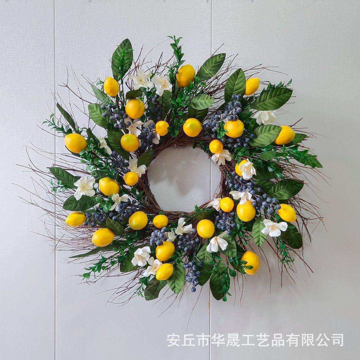 新款仿真植物柠檬花环圈果门挂墙壁饰水果太阳底藤蓝莓挂饰,家居饰品,仿真花/假花,淘宝优惠券,粉丝福利购,淘宝优惠卷