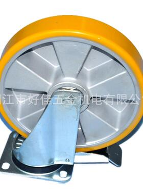 源头工厂直供10x2欧洲脚轮重型铝芯聚氨脂pu双刹款