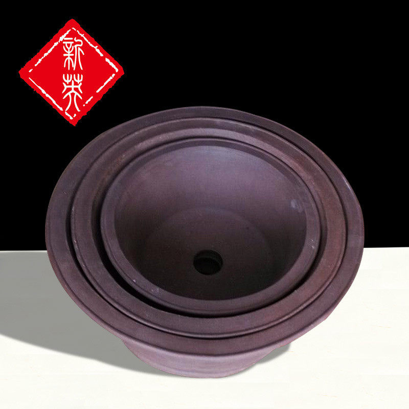 种铁树紫砂花盆大中小圆三件套盆厂家生产大口径紫砂花盆