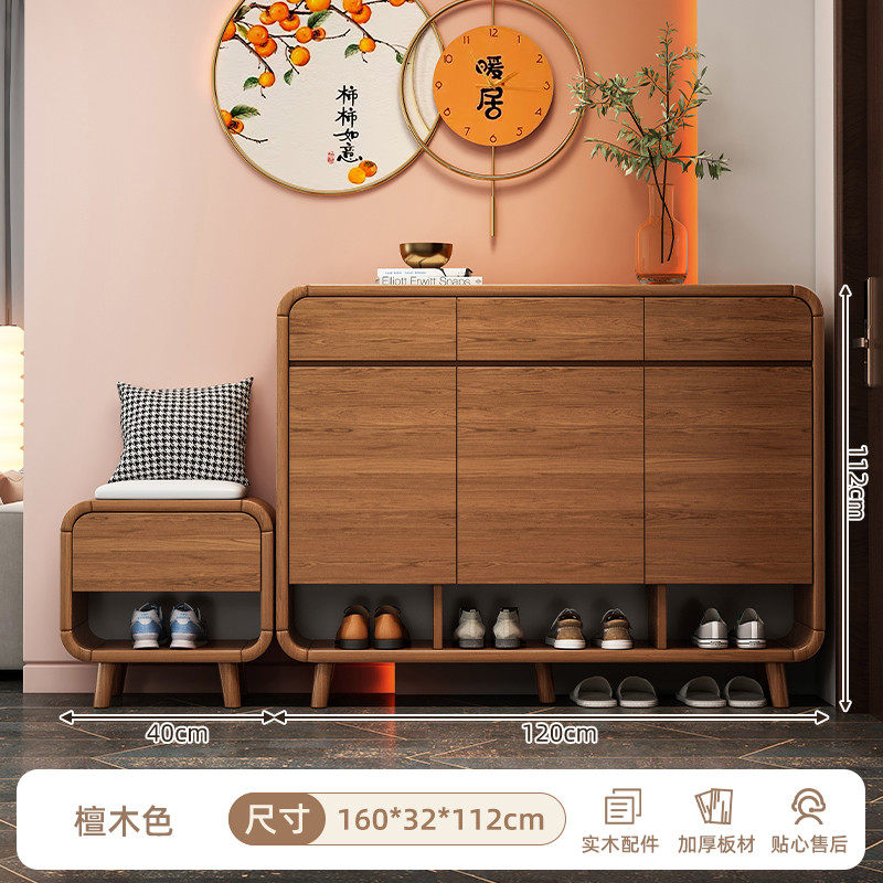 hf2x大容量鞋柜门口家用入户门楼道外玄关柜一体收纳储物木质新款
