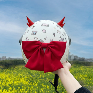 龙角头盔装饰耳朵小配件顶部装饰可爱儿童滑雪头盔电动车蝴蝶结女