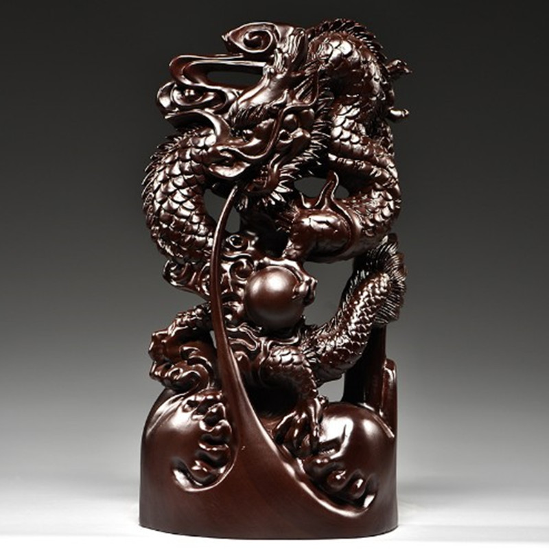 木雕卧龙摆件动物木龙龙办公室家居装饰木质工艺礼品摆件十二生肖