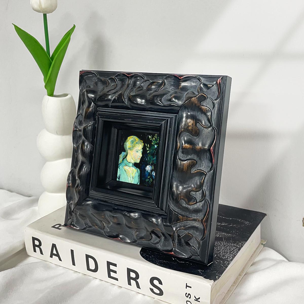 美式黑色油画框正方形实木画框 展厅画廊玄关挂墙装饰高档古典