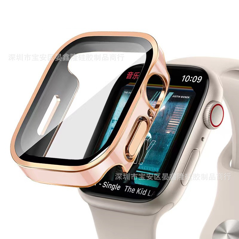 适用iwatch9保护壳苹果手表保护套iWatch7/8双色直边PC防水一体壳