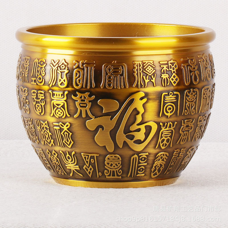 电商直供大中小福百缸铜缸做旧仿古礼品装饰品摆件