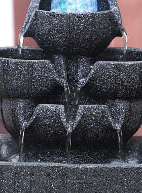 小假山流水喷泉茶几财摆件黑色盆景树脂工艺品外贸出口产品