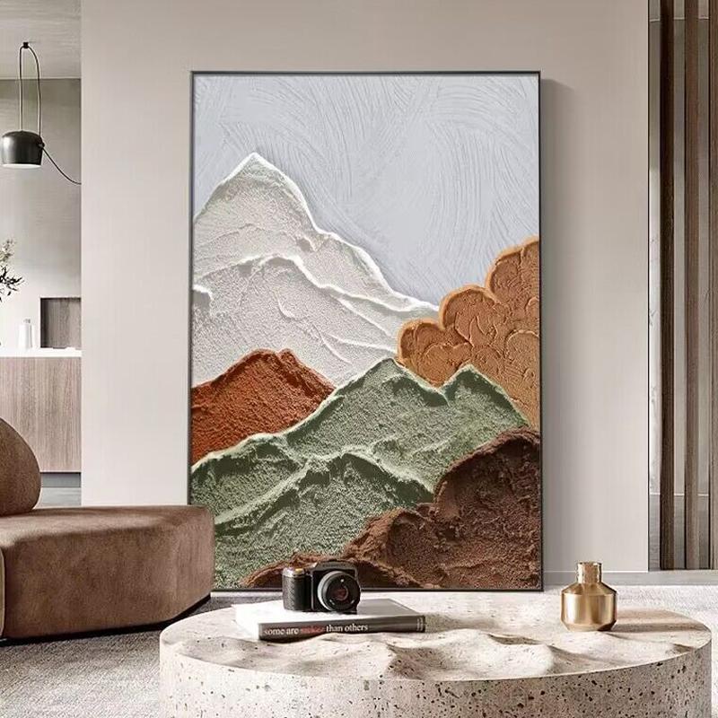 纯手绘油画背有肌理靠山玄关客厅装饰画丙烯砂岩立体沙发背景墙画图片
