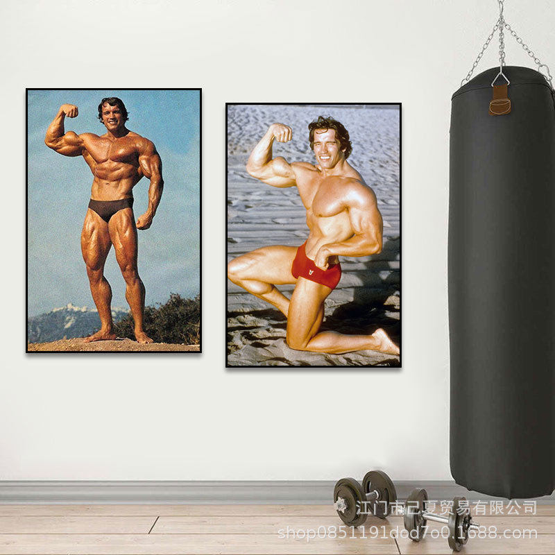 斯瓦辛格海报挂画健美先生健身房宿舍墙面装饰画运动励志宣传壁画