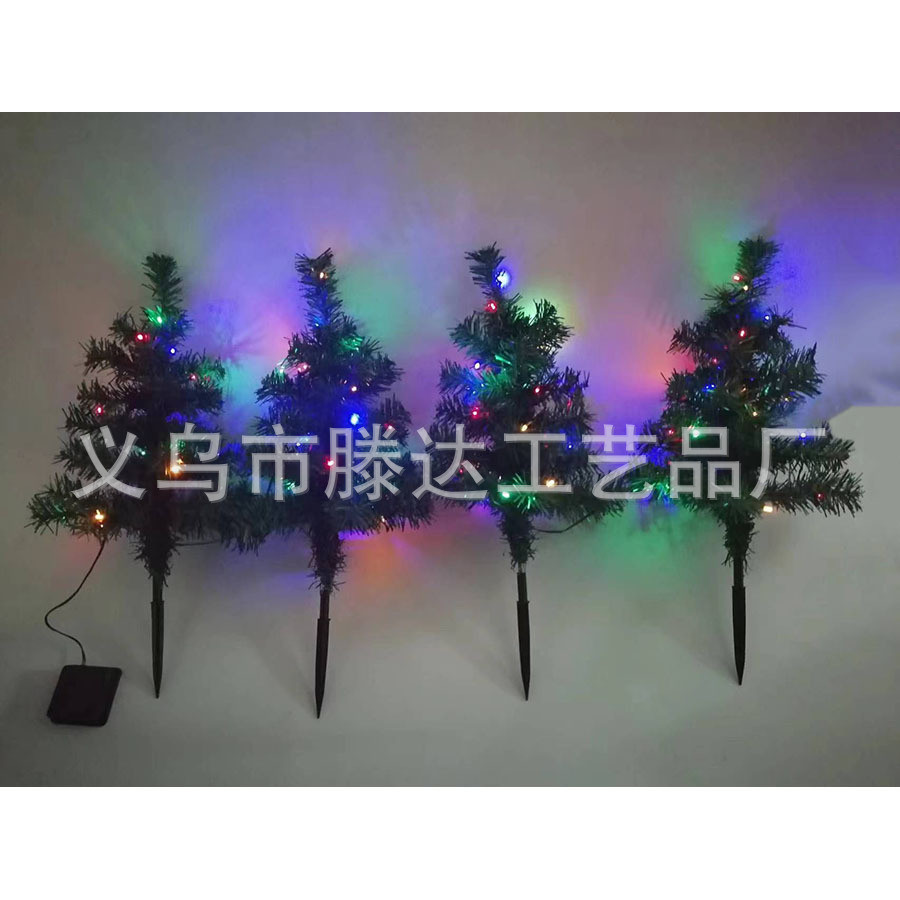 创意圣诞树pvc地插仿真户外装饰用品led太阳能彩灯公园庭院草坪