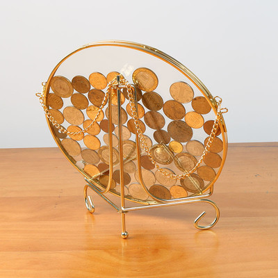 圆形硬币展示框玻璃软装进宝摆件玄关装饰开业礼品钱币收集框