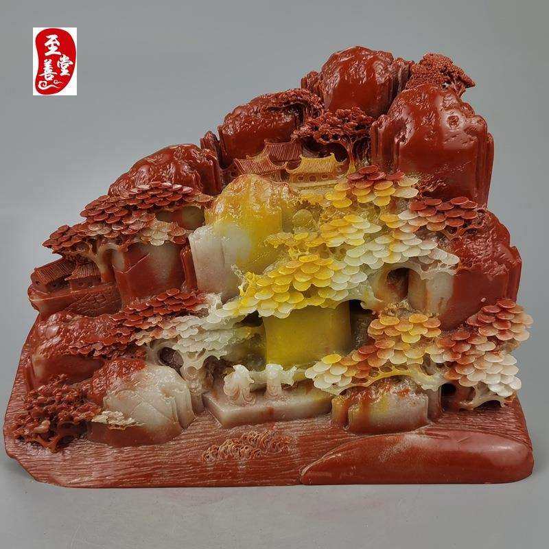 古玩收藏仿寿山石雕芙蓉石摆件客厅装饰摆件观赏奇石桂林山水