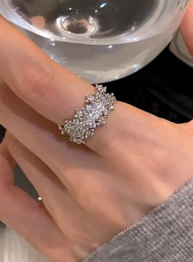 《西柚氧》925纯银戒指女满天星ins小众高级开口食指戒送女友礼物