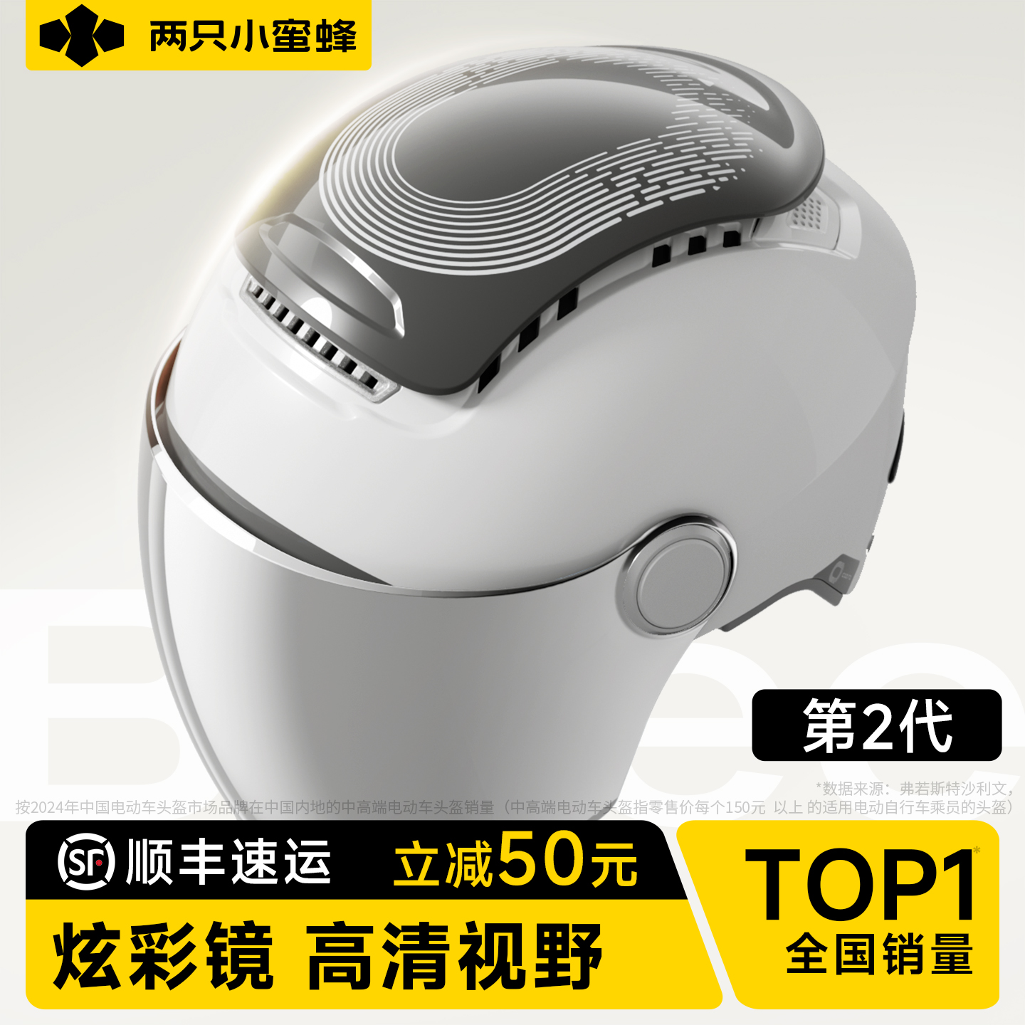 两只小蜜蜂3C认证电动摩托车头盔冬季男女不压头发四季通用半盔