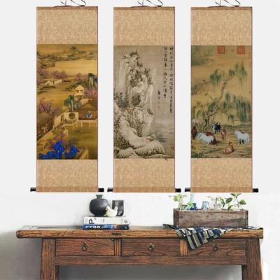 郎世宁马唐寅山水画 画彷古名家挂画 画酒店装饰客厅书房壁画 画