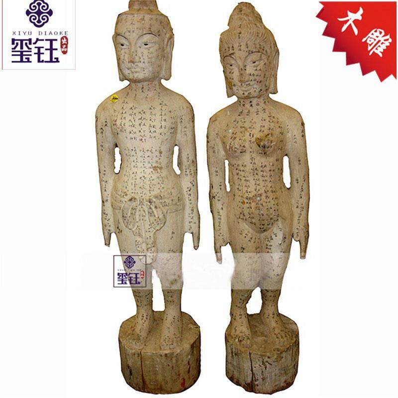 实木中医针灸人模型 人体穴位木偶男女站立式针灸穴位木雕摆件107