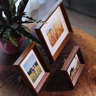 复古6 7 8 10 12寸A320寸实木挂墙木相框摆台定制儿童画框4开棕色