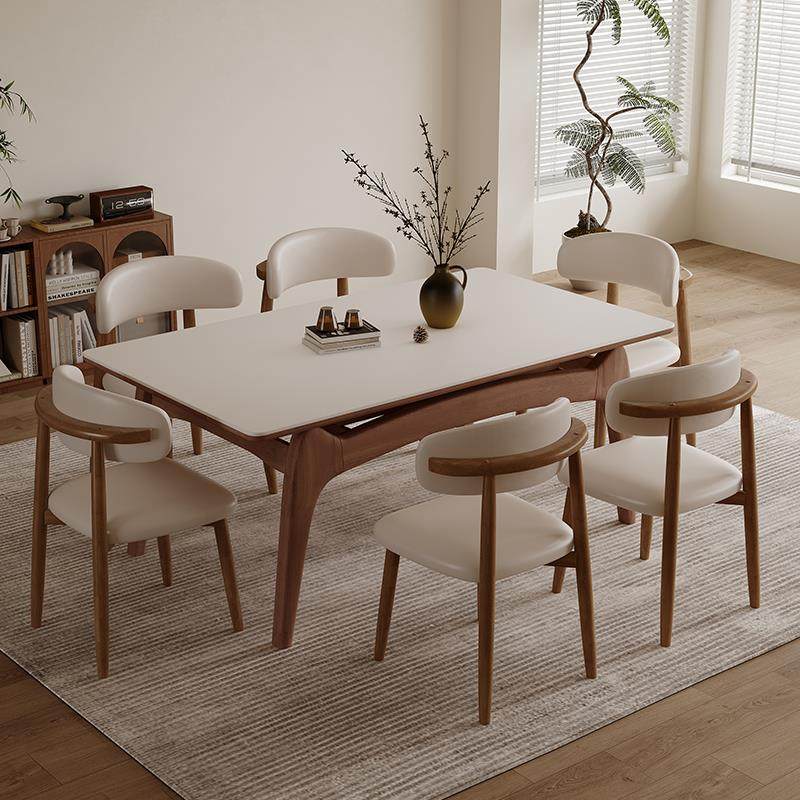 实木岩板餐桌椅家用2024新款轻奢高级感桌子客厅小户型长方形饭桌