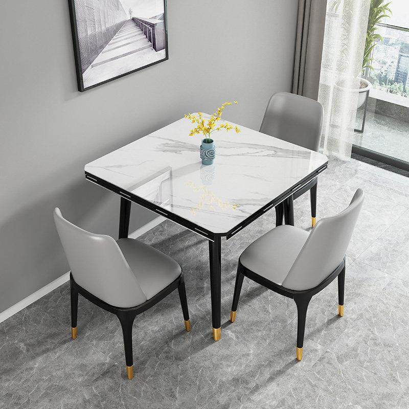 轻奢岩板方变圆餐桌椅组合小户型多功能电磁炉变形折叠吃饭餐桌子,住宅家具,岩板餐桌,淘宝优惠券,粉丝福利购,淘宝优惠卷