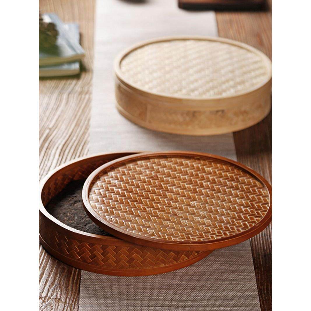 竹编普洱茶架茶饼盒 竹制茶叶收纳储存分茶盘工具 七子饼筒茶叶罐