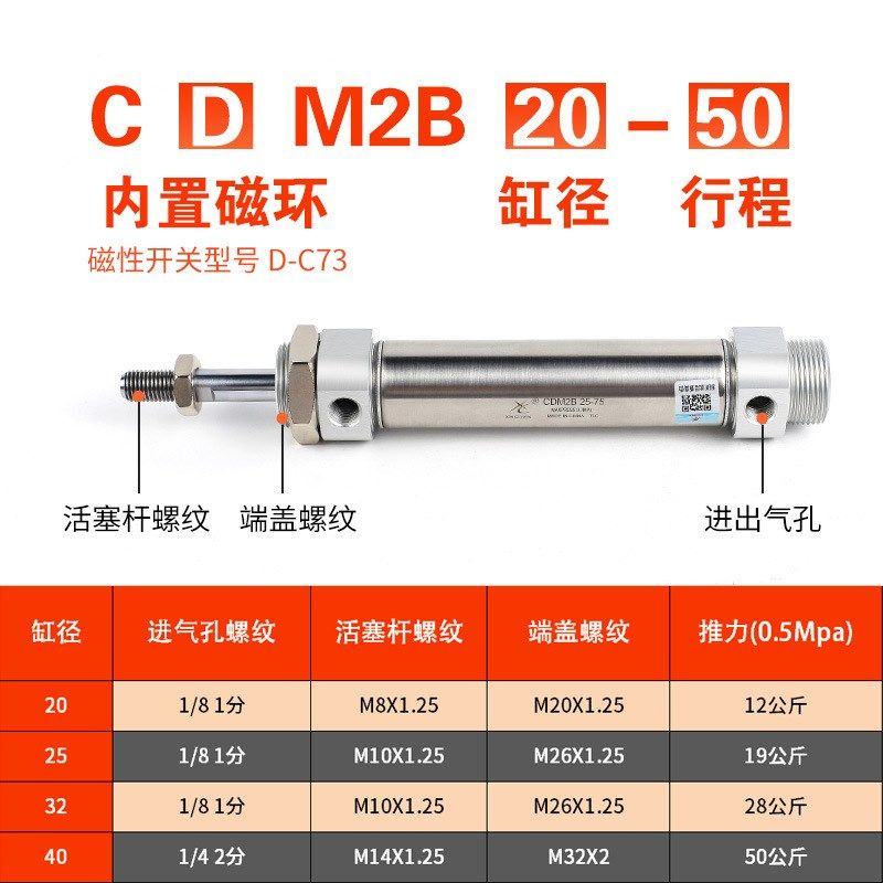 MF/CDM2B40-20/32/400 25-100/S/不锈钢迷你小型气缸亚德客型