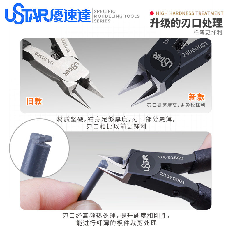 优速达模型双刃剪钳91560 高碳钢薄刃模型水口钳 附送防锈油 钳套图片