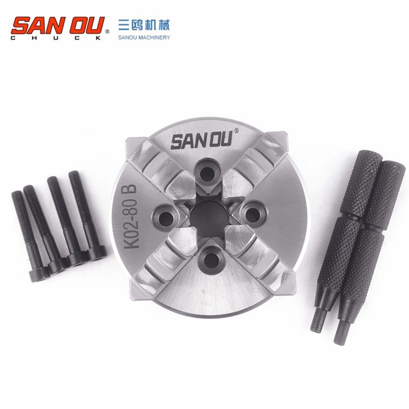SANOU三鸥四爪自定心手紧卡盘K02-80B前穿全穿木工迷你小卡