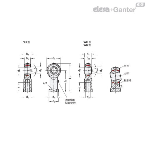 Elesa Ganter伊莉莎冈特 GN 648.5 关节轴承接头 带内螺纹联轴器
