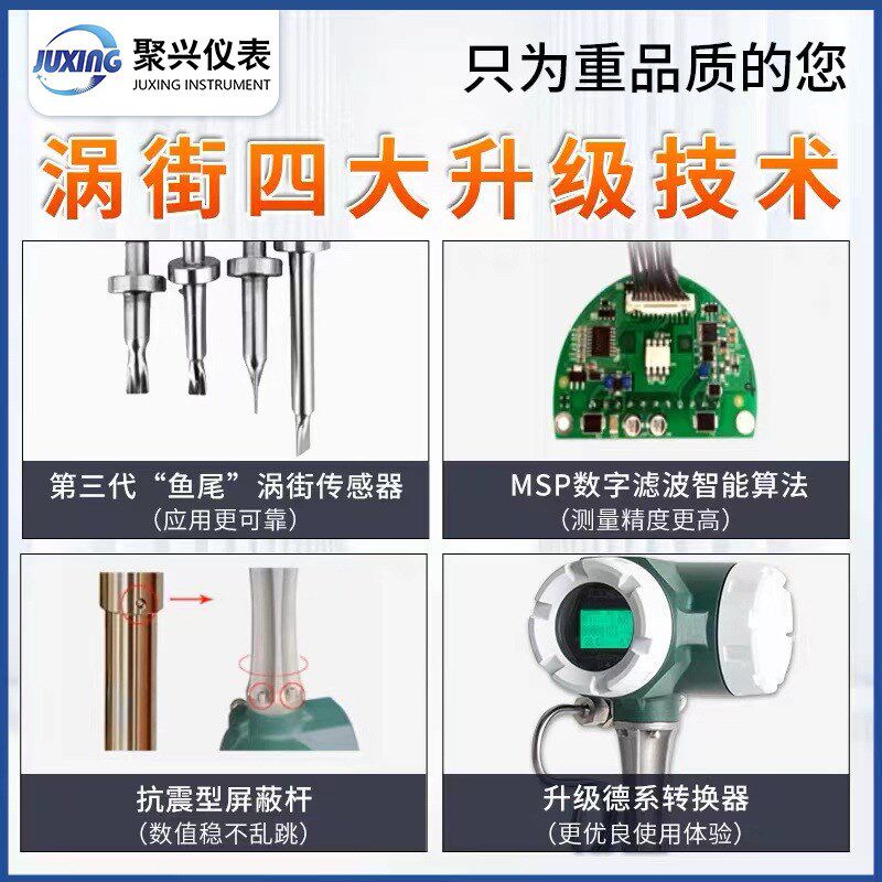 涡街流量计蒸汽流量计液体水压缩空气天然气氢氨气煤沼气氯流量计