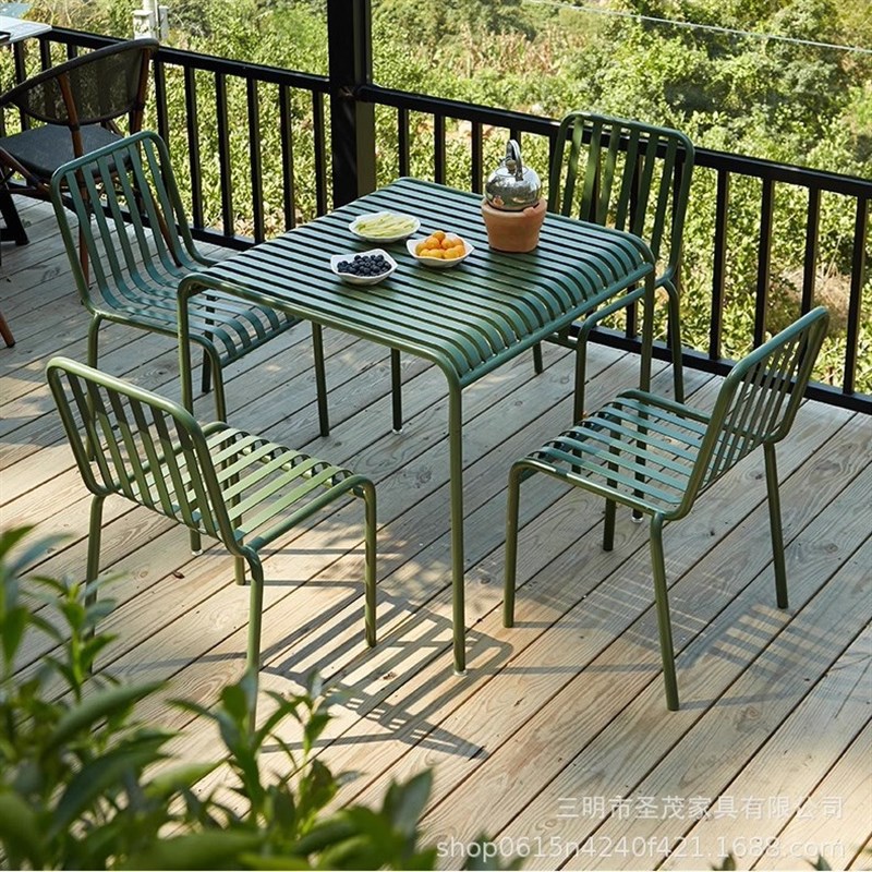 休闲奶茶店酒吧户外椅子露天桌子公司咖啡店室外露台休息金属桌椅