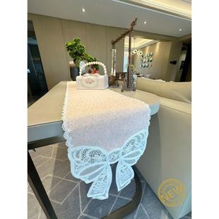 欧洲大气白色蕾丝桌旗长桌布咖啡桌法式电视柜盖毛巾覆古新产品推