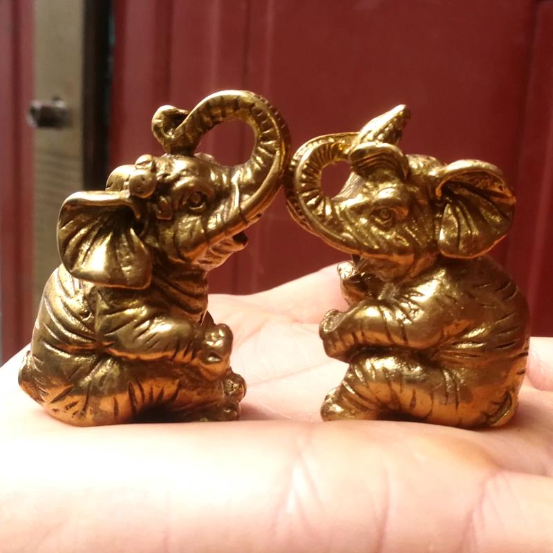 纯铜小象一对小号客厅家居招财摆设小礼品大象黄铜器动物桌面摆件