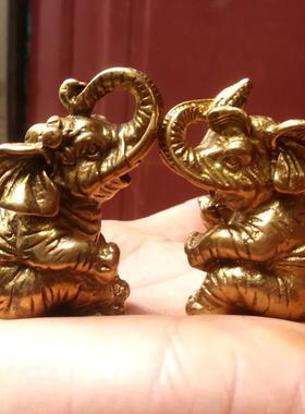 纯铜小象一对小号客厅家居招财摆设小礼品大象黄铜器动物桌面摆件