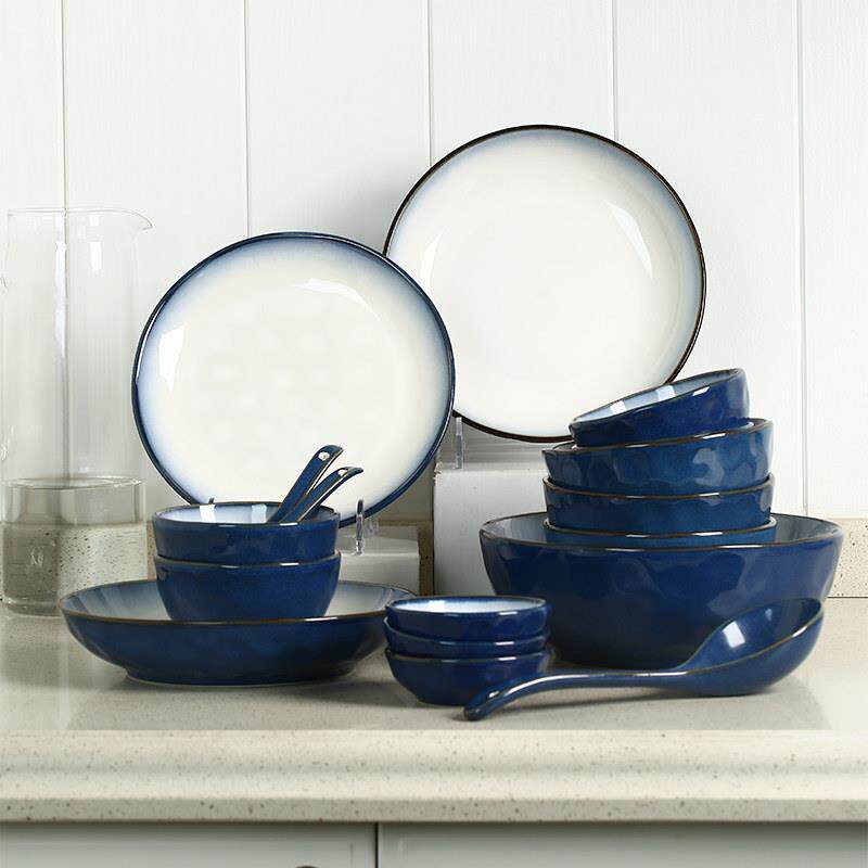 陶瓷碗碟套装家用简约可爱创意4/10人碗盘筷组合餐具饭碗汤碗餐盘