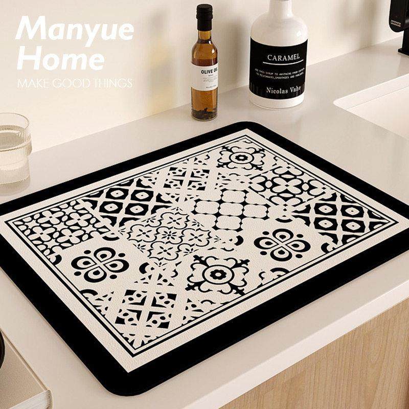 蔓越家复古花砖厨房沥水垫台面垫子控水垫吸水垫洗手台餐垫隔热垫,居家布艺,餐垫,淘宝优惠券,粉丝福利购,淘宝优惠卷
