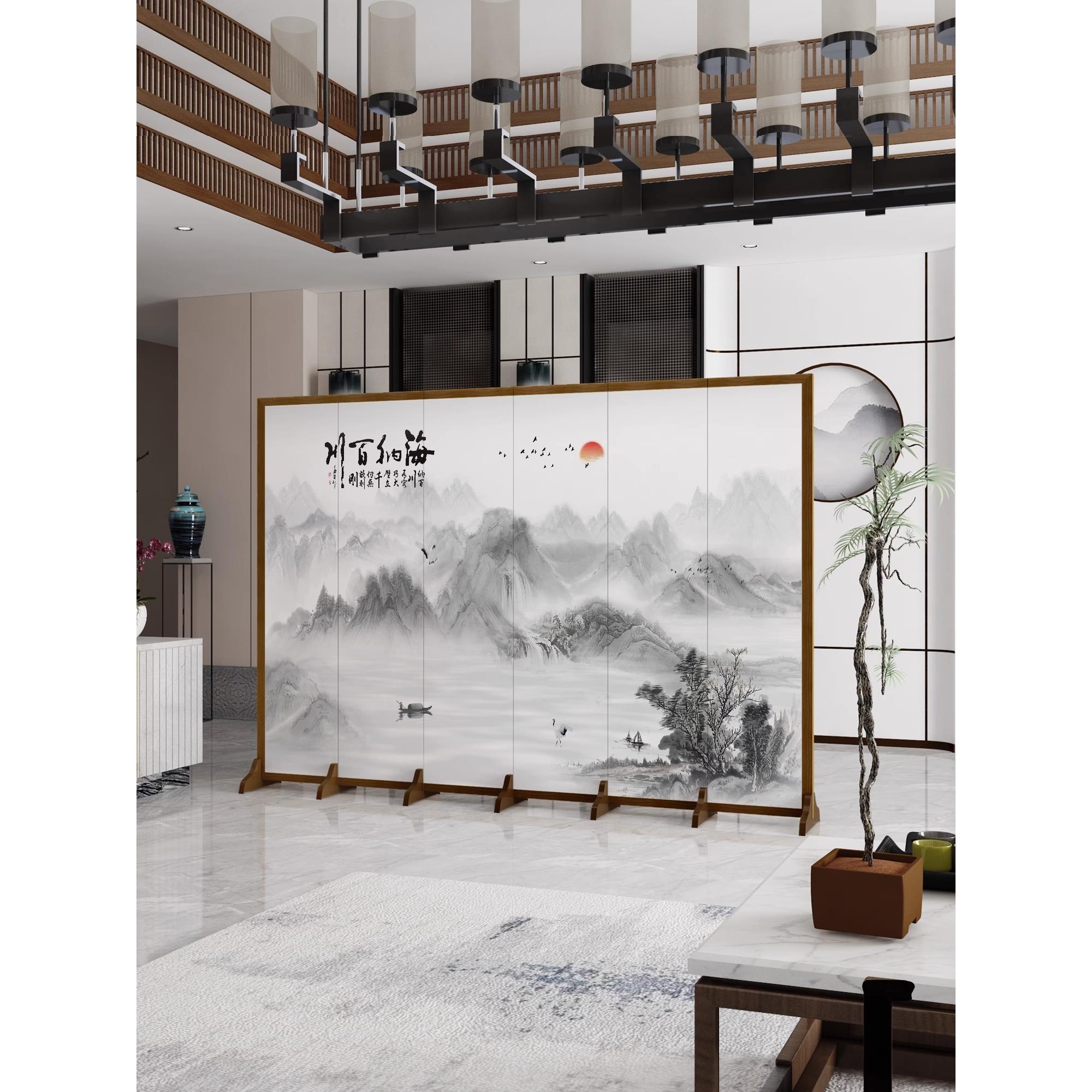 中式屏风隔断客厅办公折叠移动简约现代轻奢卧室遮挡家用简易折屏