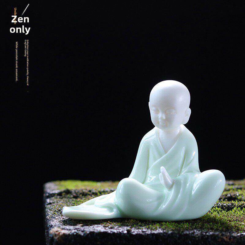 禅意中式精品陶瓷人物小和尚摆件创意香插香器创意家居客厅装饰品