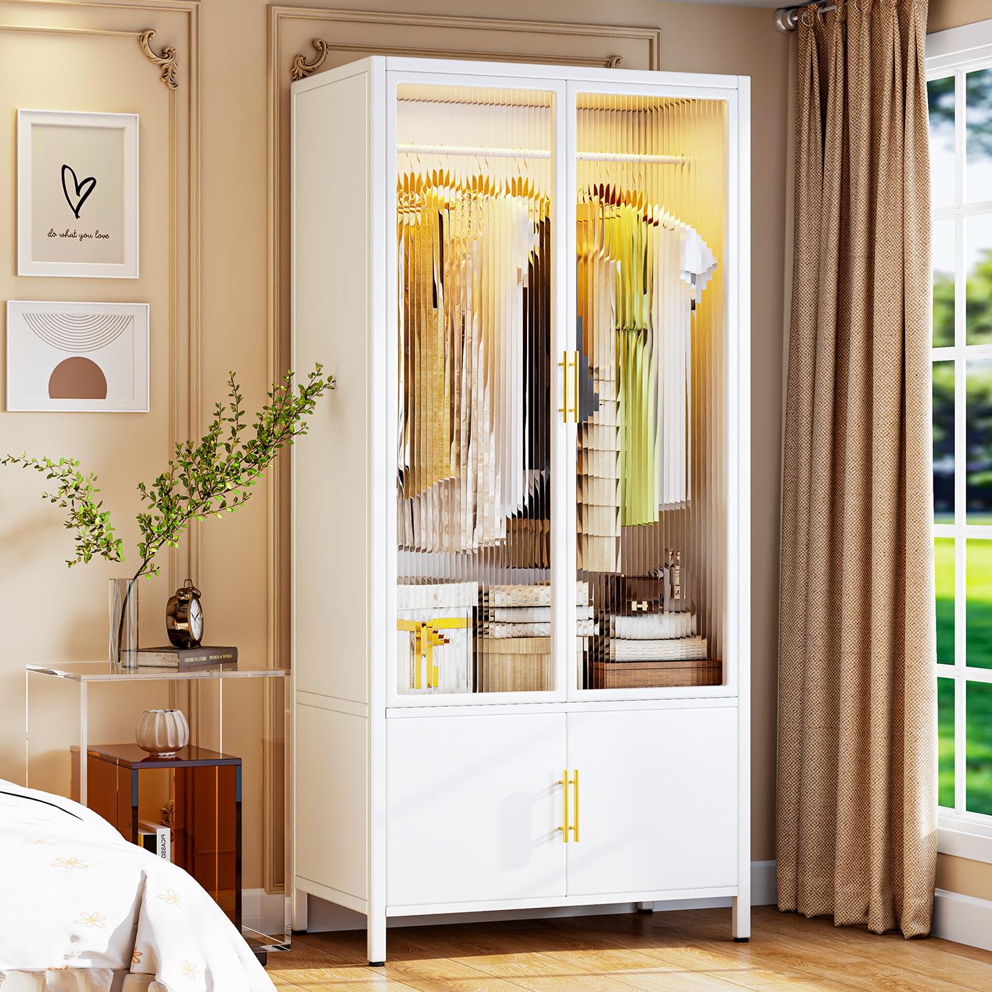 钢制衣柜卧室家用出租房金属铁艺收纳柜子儿童衣橱儿童简易衣柜