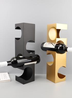 现代简约创意金属几何红酒架摆件餐厅酒柜电视柜家居桌面软装饰品