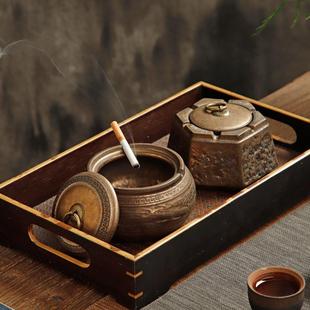 陶瓷烟灰缸复古家用茶几客厅茶桌个性 中式 创意雪茄大小烟缸办公室