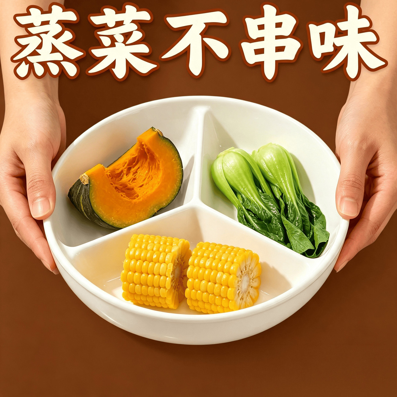 防瓷三分格定量微波可蒸餐盘