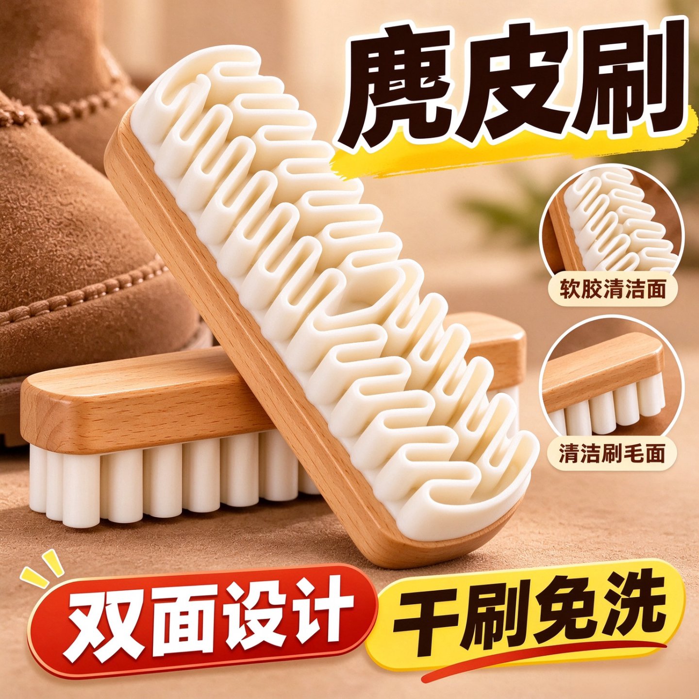 超软强力麂皮绒面清洁鞋刷