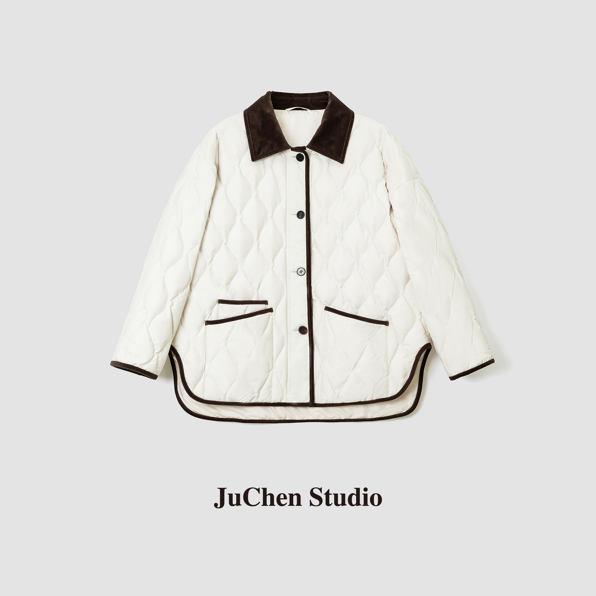 灯芯绒翻领90白鹅绒保暖羽绒服