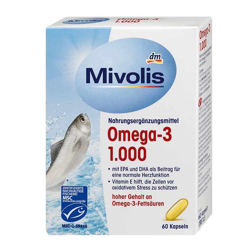 德国mivolis深海鱼油胶囊DHA omega-3 1000   到期2027-1