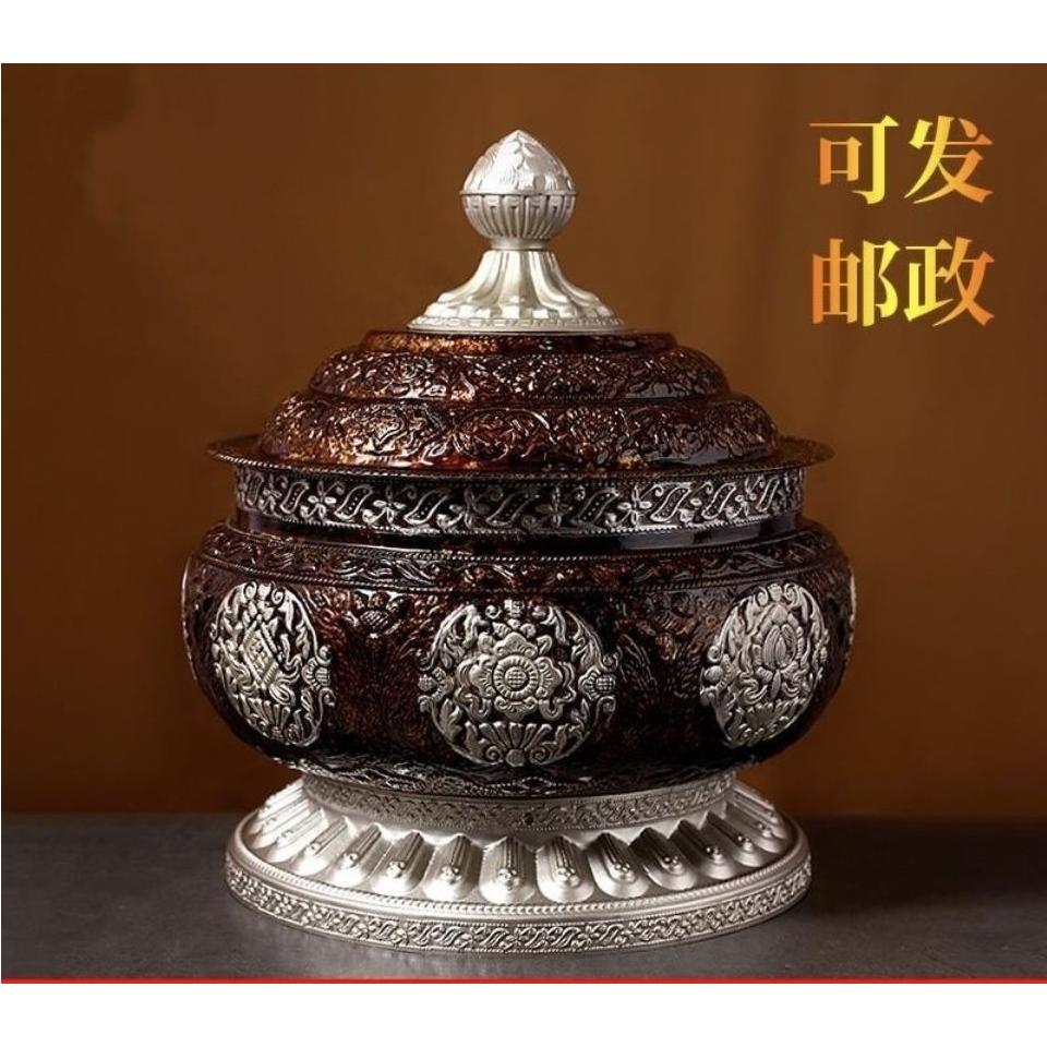 西藏家用糌粑盒藏式糌粑桶储蓄罐民族风摆件