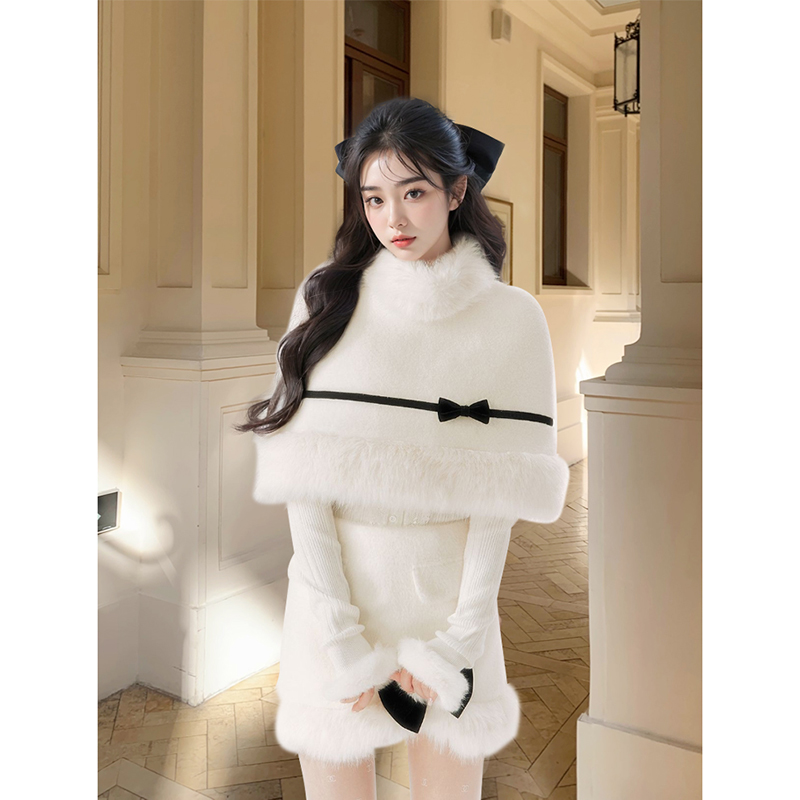 富家千金奶油丝绒毛绒套装女冬季爆款高级设计气质显瘦毛呢两件套