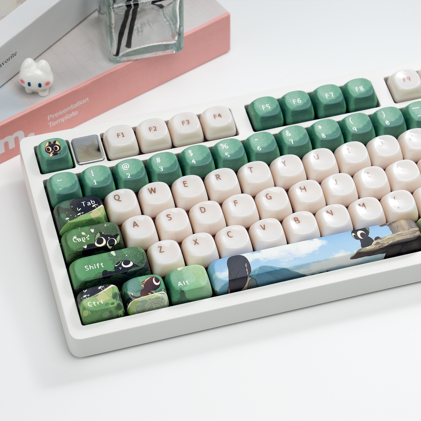 moa罗小黑战记pc玉脂陶瓷手感键帽适用迈从g87 前行者 hi75等键盘