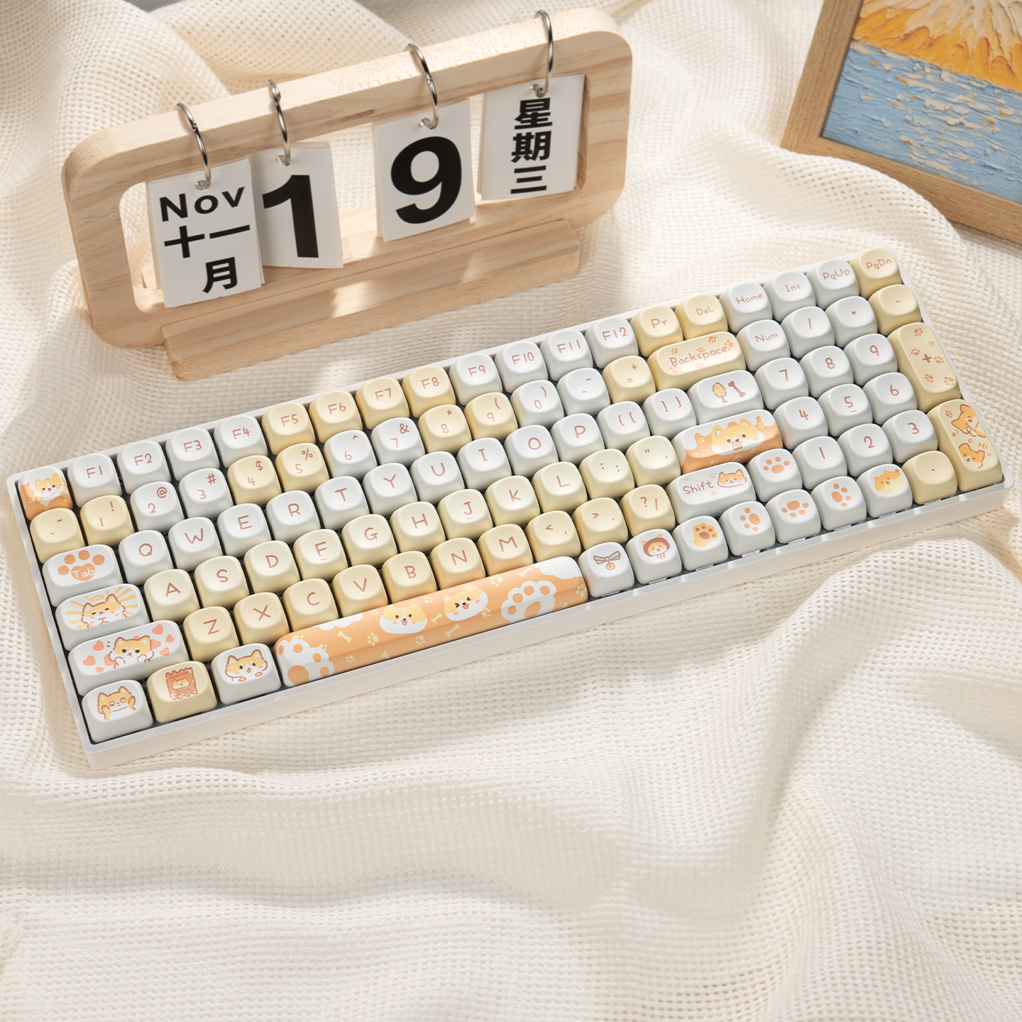 moa哈基米主题键帽pbt热升华可爱适配迈从k99 前行者x87 hi75等